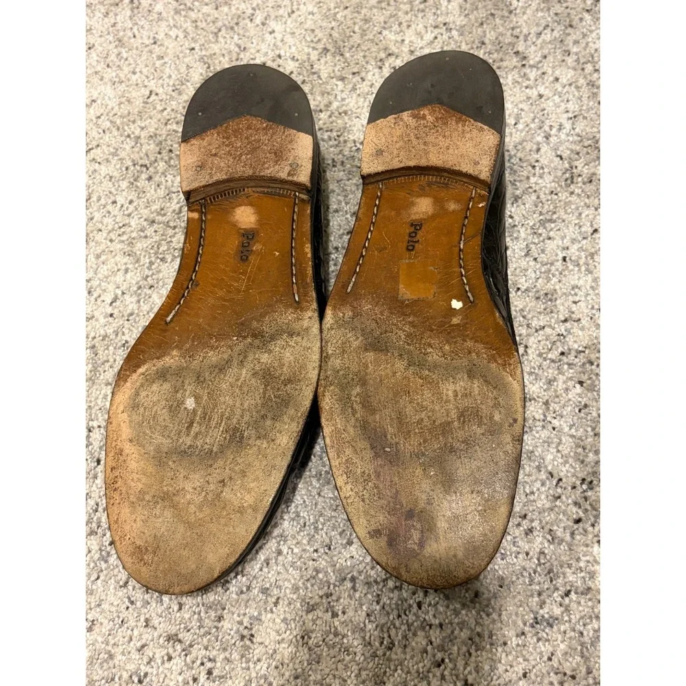 Polo Ralph Lauren Vintage Alligator Embossed Leather Loafers Made in Italy 11B